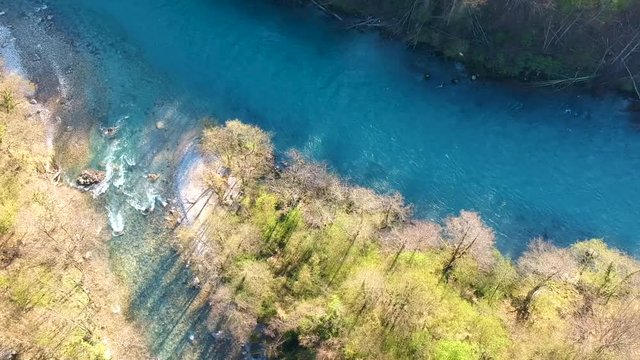 Aerial view of river Drina in Bosnia and Herzegovina