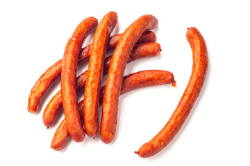 Smoked sausages isolated on a white background