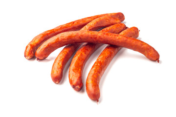 Smoked sausages isolated on a white background
