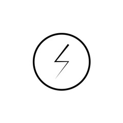 Power lightning logo icon. Vector black thunder bolt symbol isolated on transparent background