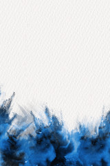 Explosion of colored blue pigment on white paper