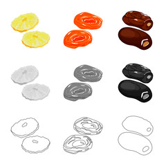 Vector illustration of food and raw sign. Set of food and nature vector icon for stock.