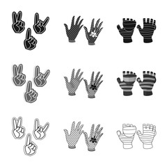 Isolated object of silhouette and safety sign. Set of silhouette and comfort stock symbol for web.