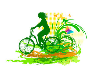 Bicycling woman background