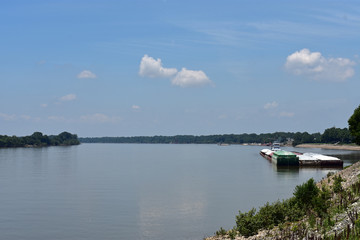 Ohio river landscape with a tow boat