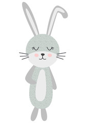 Cute cartoon rabbit in scandinavian style. Childish print for nursery, kids apparel,poster, postcard