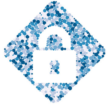 Closed Lock sign color distributed circles dots illustration