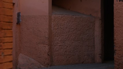 An empty alley in the city of Marrakech, Morocco.