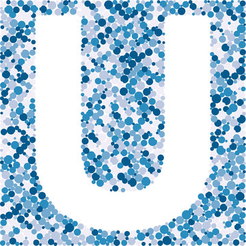 U letter color distributed circles dots illustration