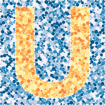U letter color distributed circles dots illustration