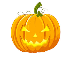 An image of an orange pumpkin for Halloween with a face