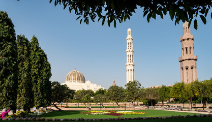 The Sultan Qaboos grand mosque in Oman from outside