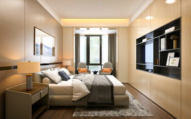 3d render of modern hotel room