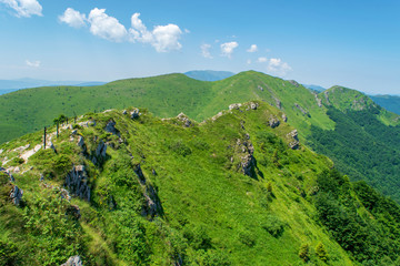 Beautiful mountain view from the path from Beklemeto to Kozya Stena, Troyan Balkan, Bulgaria