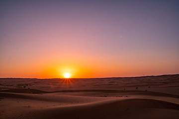 Obraz na płótnie Canvas Sunset in the Wahiba Sands desert in Oman