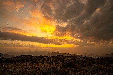 Sonnenuntergang in Jebel Shams im Oman