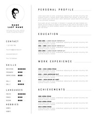 Fototapeta premium Black and White Resume and Cover Letter Layout 