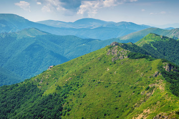Naklejka premium Beautiful mountain view from the path from Beklemeto to Kozya Stena, Troyan Balkan, Bulgaria