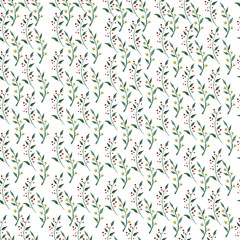 Watercolor seamless pattern with wildflower, herbs, leaf. collection garden, wild foliage, flowers, branches. illustration isolated on white background.
