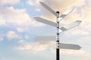 Blue sky arrow banner black blank board choice