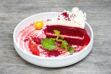 Red velvet cheesecake,Close up shot