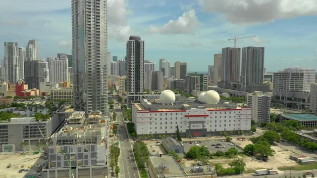 Aerial video of the Equinix Building Downtown Miami