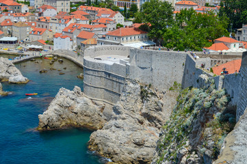 Walls of ancient town Dubrovnik, Croatia on June 18, 2019. Some episodes of the Game of Thrones filmed there.