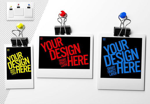 3 Instant Photographs Mockup