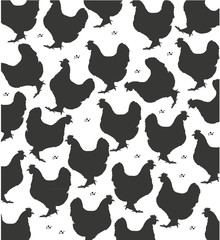 plain black and white background with a silhouette of a chicken