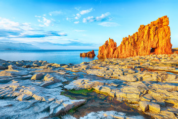 Awesome sunset view of Red Rocks (called "Rocce Rosse") in Arbatax.