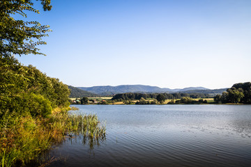 Gruza lake near the Kragujevac in Serbia, popular for fishing and camping, in summer.
