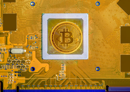 Bitcoins and New Virtual money concept.Gold bitcoins with Candle stick graph chart and digital background.Golden coin with icon letter B.Mining or blockchain technology