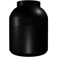 Blank black plastic container on a white background