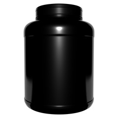 Blank black plastic container on a white background