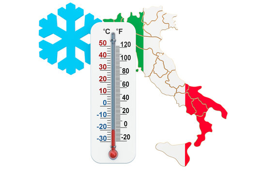 Extreme cold in Italy concept. 3D rendering