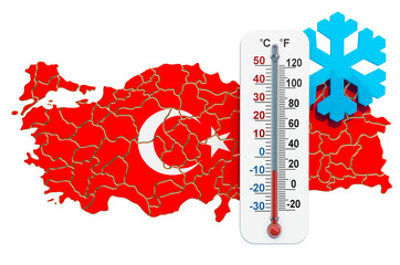 Extreme cold in Turkey concept. 3D rendering