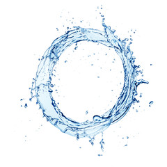 Water circle splash isolated on white background