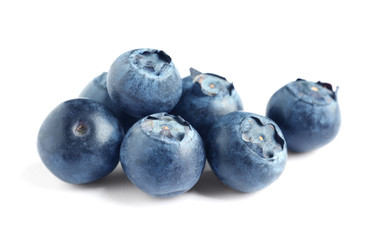 Fresh raw tasty blueberries isolated on white