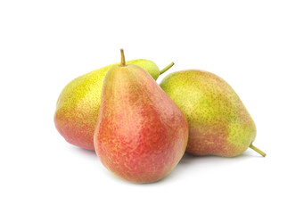 Heap of ripe juicy pears isolated on white