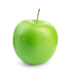 Fresh ripe green apple on white background