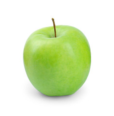 Fresh ripe green apple on white background