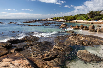 Fototapeta premium The scenic coastline south of Cape Town, South Africa, is just one of the many reasons to visit this incredible destination. South Africa is also known for its wildlife and wonderful wineries.