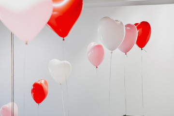 Heart shaped foil balloons on in interior