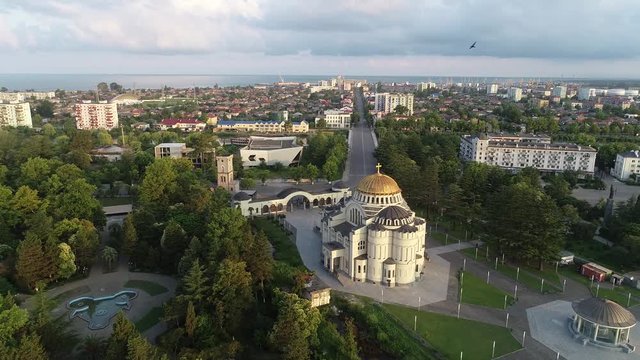 Aerial view of one of the Black Sea coast town Poti, Georgia
