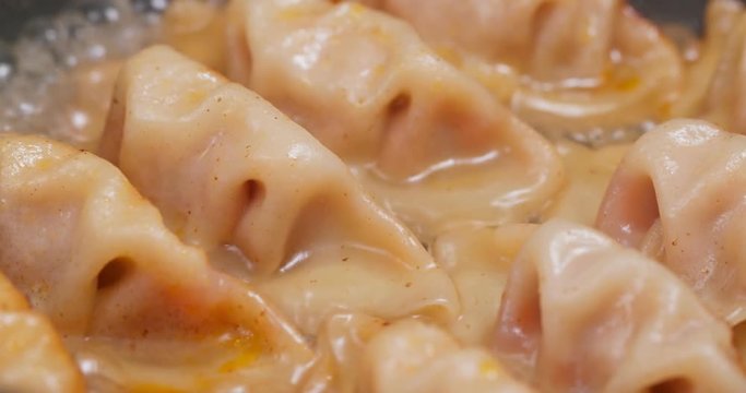 Fry Meat dumpling on pan