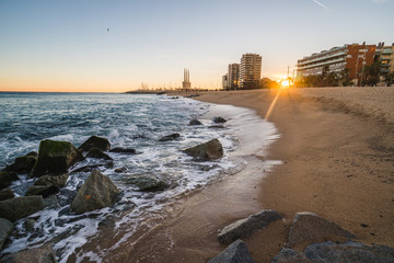 Sunset in Badalona, Barcelona, Spain