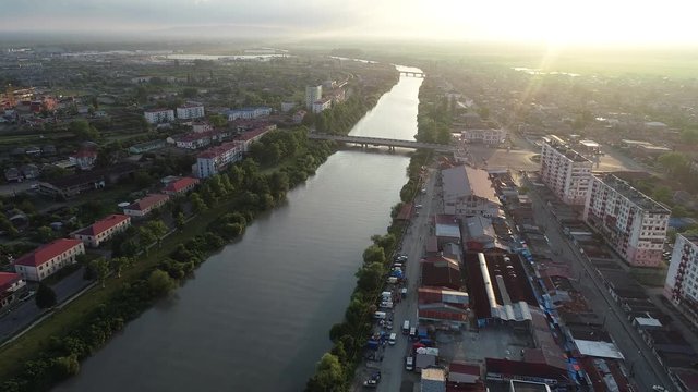 Aerial view of one of the Black Sea coast town Poti, Georgia