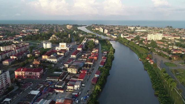 Aerial view of one of the Black Sea coast town Poti, Georgia