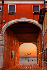 Sunset in Sestiere ("district") di Castello, Venice, Italy.