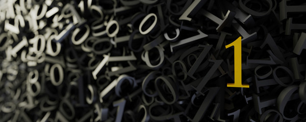 The number one, original 3d rendering illustration, technology concepts